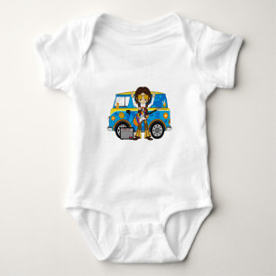 Hippie Boy med Guitar och Camper Van T Shirt