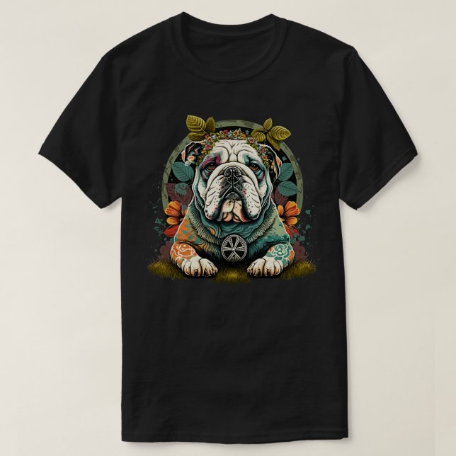 Hippie Bulldog 2 T Shirt (Design framsida)