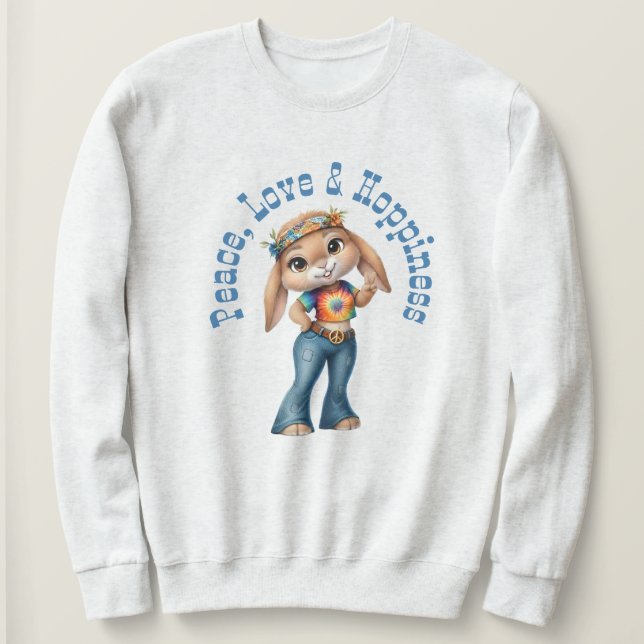 Hippie Bunny – Peace, Love & Hoppiness T Shirt (Design framsida)