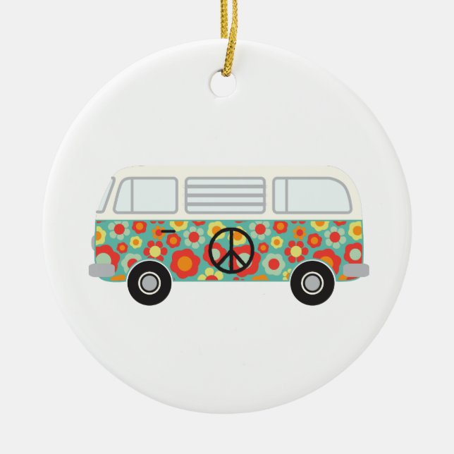 Hippie Buss Julgransprydnad Keramik (Framsidan)