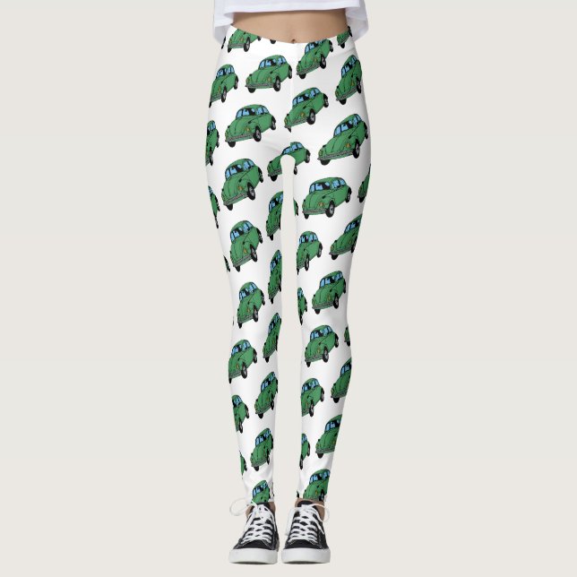 Hippie Car Teckning Anpassningsbar Leggings (Framsida)