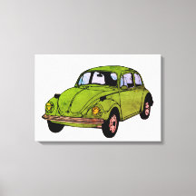 Hippie Car Teckning Wrapped Canvas