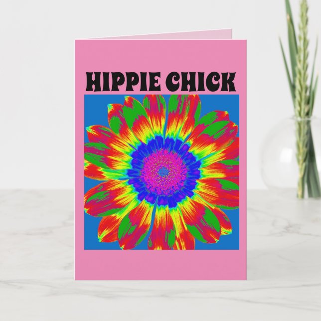 HIPPIE CHICK BIRTHDAY CARD KORT (Framsida)