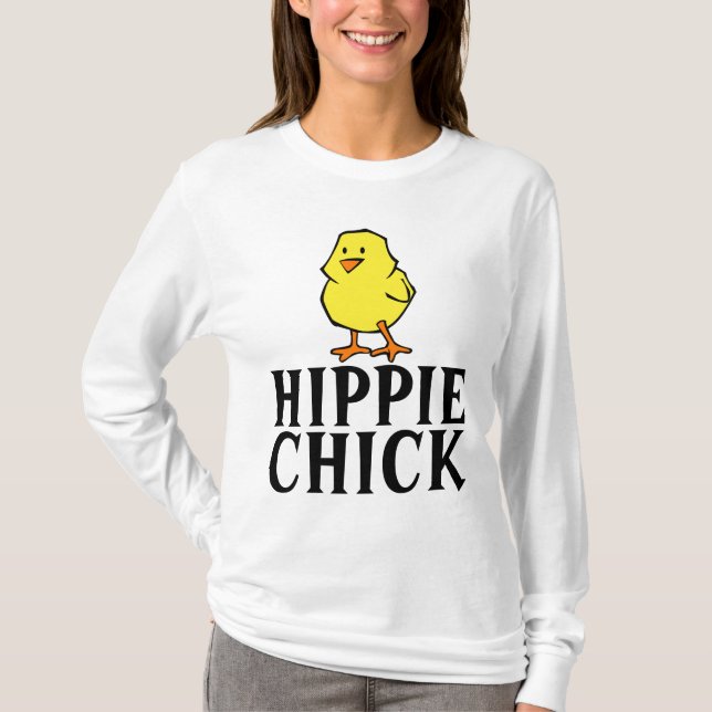 HIPPIE CHICK FUNNY DAM T-SHIRTS (Framsida)