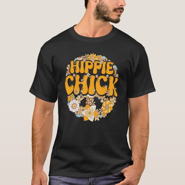 Hippie Chick  Hippie Floral Groovy T Shirt (Framsida)