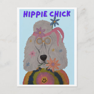 Hippie Chick Pudel Flower Child Inbjudan Vykort