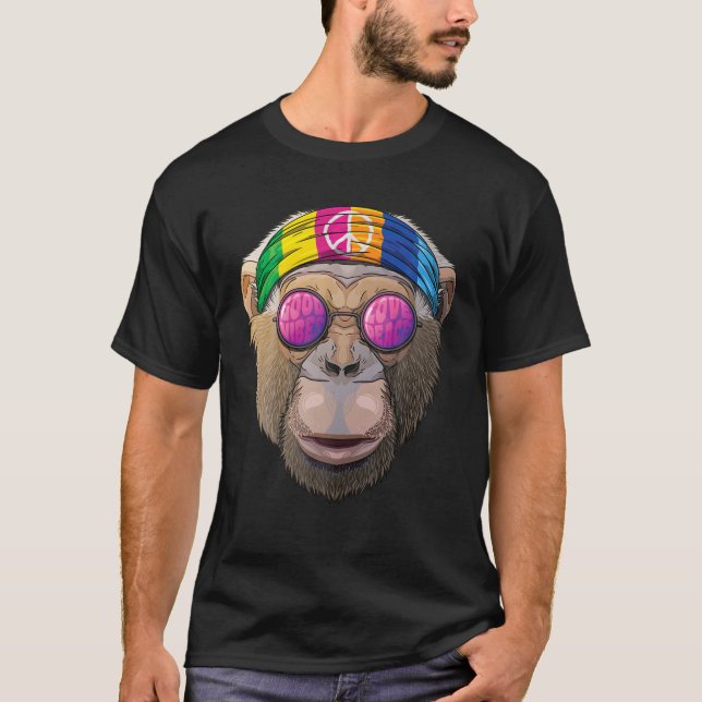 Hippie Chimpanzee Kärlek Fredstecken 70S Hippie Ch T Shirt (Framsida)
