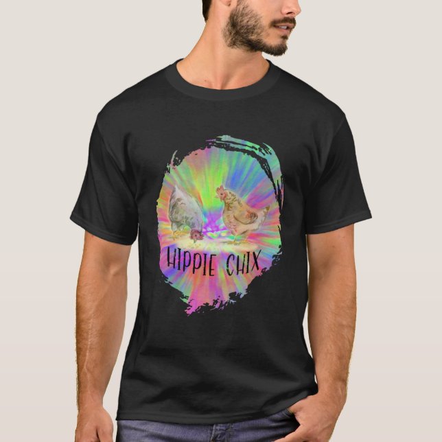 Hippie Chix Kyckling Tie Dye Stil T Shirt (Framsida)