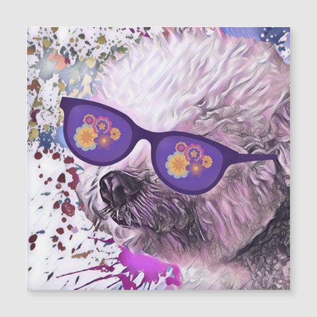 Hippie 'Chon den Bichon Flexibla Magneten (Framsida)