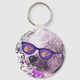 Hippie 'Chon the Bichon Nyckelring