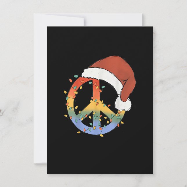 Hippie Christmas Peace Sign Happy Holidays Xmas Li Inbjudningar (Framsida)