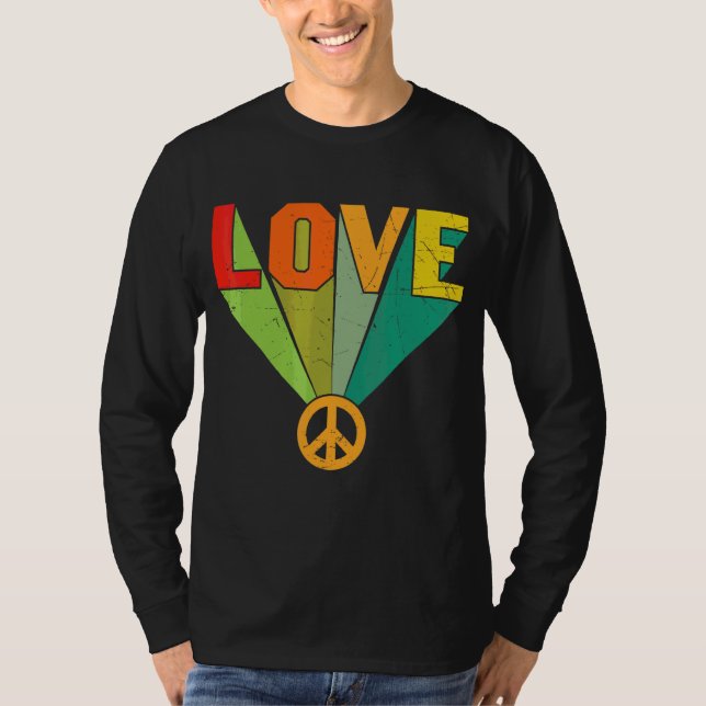 Hippie Colorful Retro 1 T Shirt (Framsida)