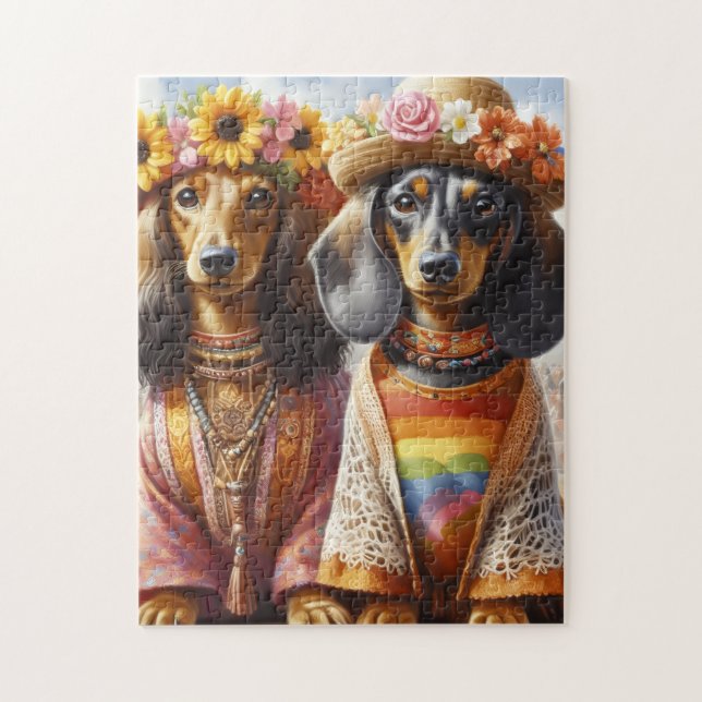 Hippie Dachshunds Pussel (Vertikal)