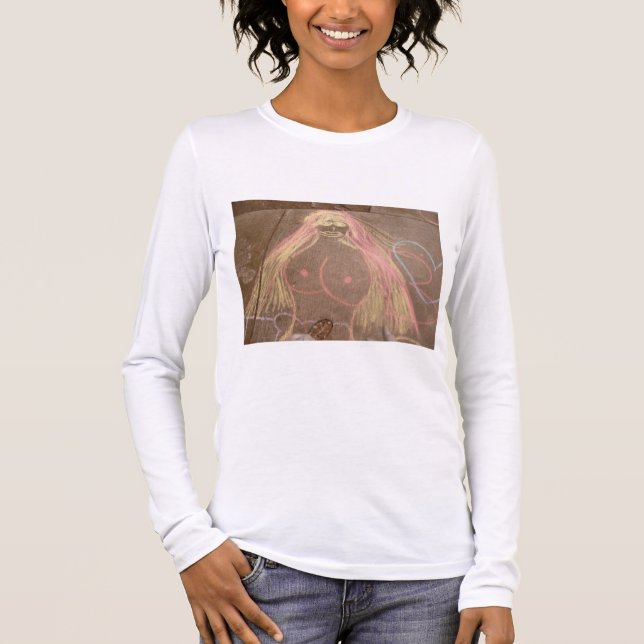 hippie dam guddess groovy chalk teckning tee (Framsida)