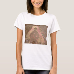hippie dam guddess groovy chalk teckning tee