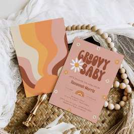 HIPPIE DAZE Groovy Baby Shower Inbjudningar