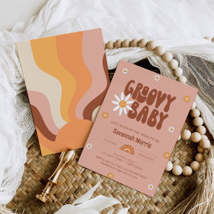 HIPPIE DAZE Groovy Baby Shower Inbjudningar