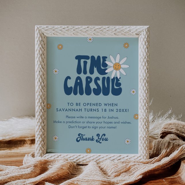 HIPPIE DAZE Groovy Blue Time Capsule-tecken Poster (Skapare uppladdad)