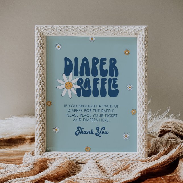 HIPPIE DAZE Groovy Boy Diaper Raffle Sign Poster (Skapare uppladdad)