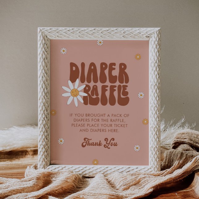 HIPPIE DAZE Groovy Diaper Raffle Sign Poster (Skapare uppladdad)