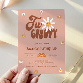 HIPPIE DAZE Two Groovy 2:a födelsedagen Inbjudningar