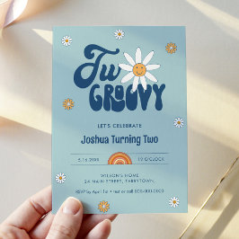 HIPPIE DAZE Two Groovy Boy 2:a födelsedagen Inbjudningar