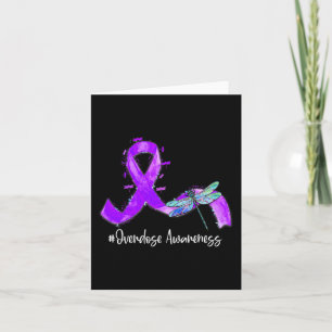 Hippie Dragonfly Lila Ribbon Överdoseringsmedveten Kort
