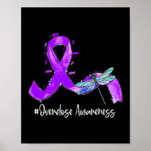 Hippie Dragonfly Lila Ribbon Överdoseringsmedveten Poster
