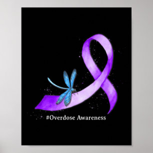 Hippie Dragonfly Lila Ribbon Överdoseringsmedveten Poster