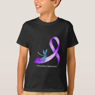 Hippie Dragonfly Lila Ribbon Överdoseringsmedveten T Shirt