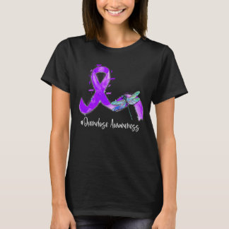 Hippie Dragonfly Lila Ribbon Överdoseringsmedveten T Shirt