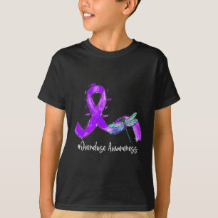 Hippie Dragonfly Lila Ribbon Överdoseringsmedveten T Shirt