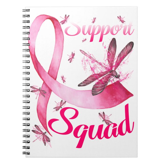 Hippie Dragonfly Rosa Ribbon Breast Cancer Anteckningsbok (Framsidan)