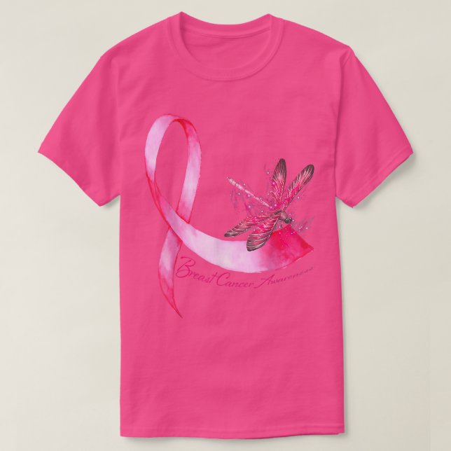 Hippie Dragonfly Rosa Ribbon Breast Cancer Awarene T Shirt (Design framsida)