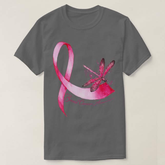 Hippie Dragonfly Rosa Ribbon Breast Cancer Awarene T Shirt (Design framsida)
