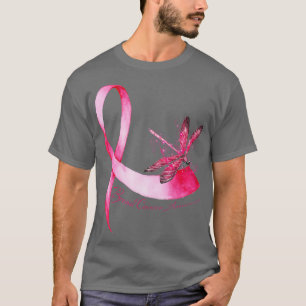 Hippie Dragonfly Rosa Ribbon Breast Cancer Awarene T Shirt
