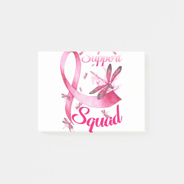 Hippie Dragonfly Rosa Ribbon Breast Cancer Post-it Block (Framsida)