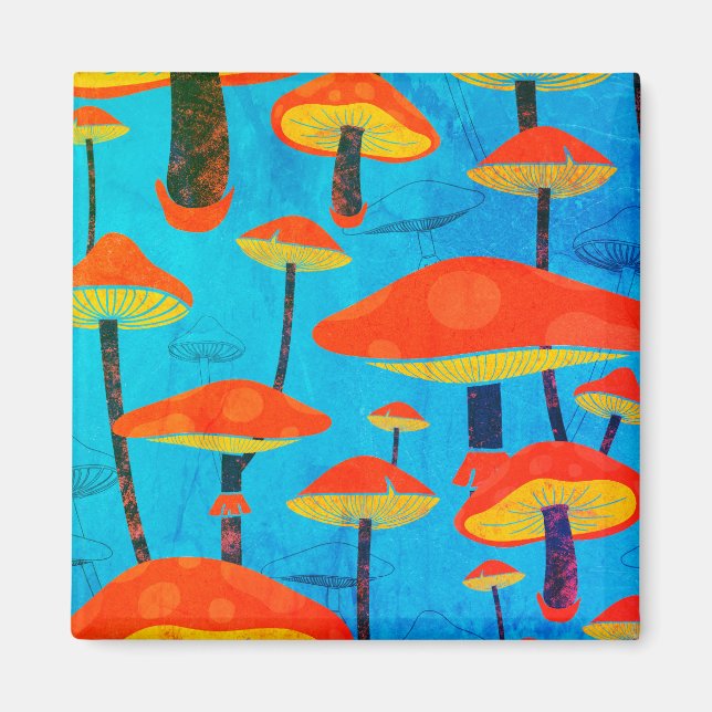 Hippie Dreamy Retro Vibe Enchanting svamp Magnet (Framsidan)