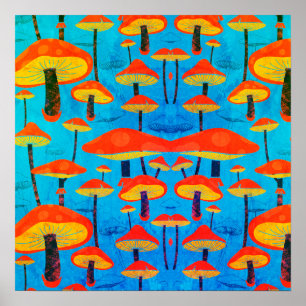 Hippie Dreamy Retro Vibe Enchanting svamp Poster
