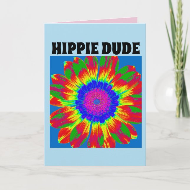 HIPPIE DUDE BIRTHDAY CARD KORT (Framsida)