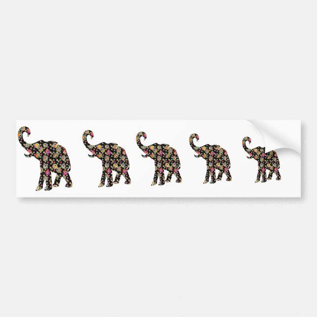 Hippie Elephant Bumper Sticker Bildekal (Framsidan)