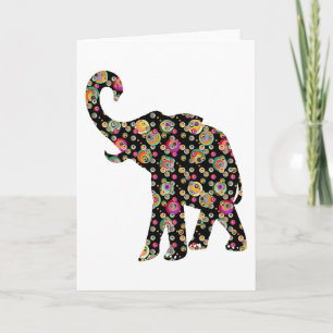 Hippie Elephant Greeting Card Kort