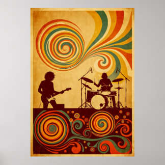 Hippie Era 70s Psychedelic Festival Poster - Retro