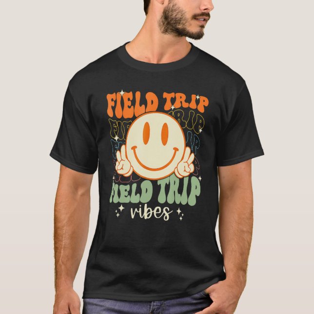 Hippie Face Field Trip Vibes Retro Groovy Field Da T Shirt (Framsida)