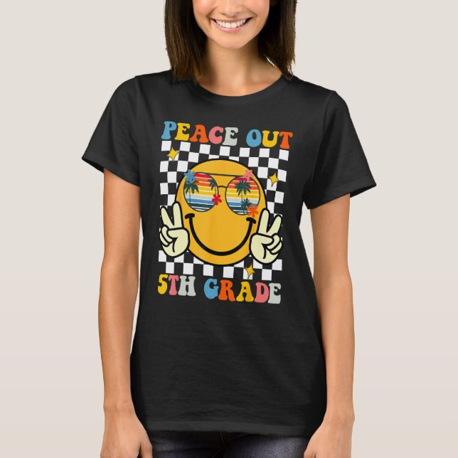Hippie Face peace Out 5th Grade Kids Last Day Of S T Shirt (Framsida)
