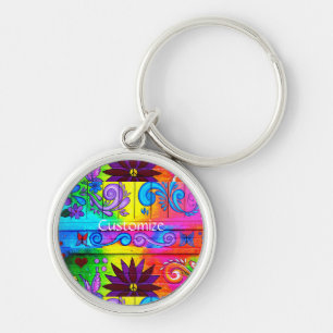 Hippie färg Thunder_Cove Rund Silverfärgad Nyckelring