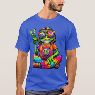 Hippie Färgad Groda 60 70 Hippie Fredstecken vän T Shirt