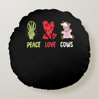 Hippie Farmer Cow Idea|Funny Cow Älskare Gift Rund Kudde