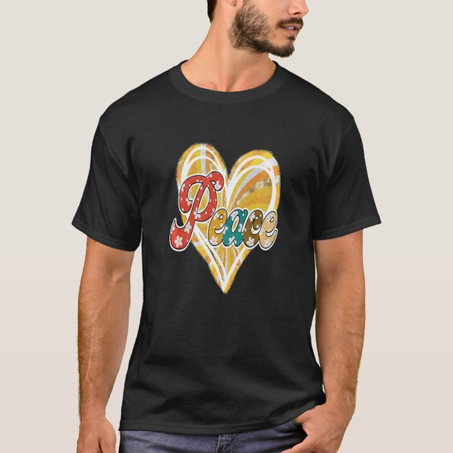 Hippie Flower Peace Love Happy Soul T Shirt (Framsida)