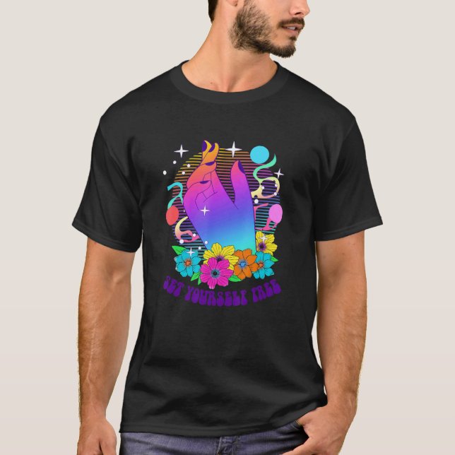 Hippie Flower Peace Soul Love Happy T Shirt (Framsida)